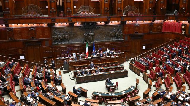 Italy’s Foreign Minister Antonio Tajani addresses the lower house of the Italian Parliament on Venezuela and the Swiss fire tragedy in Crans-Montana, in Rome on January 13, 2026. (Photo by Alberto PIZZOLI / AFP)