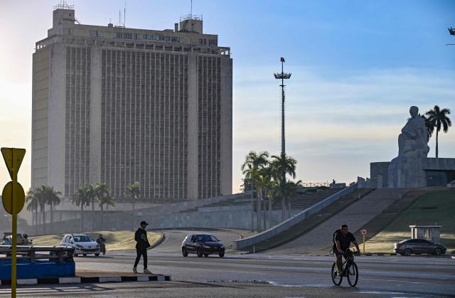This view shows the building of Cuba’s Ministry of the Armed Forces at Revolution Square in Havana on January 13, 2026. (Photo by YAMIL LAGE / AFP)