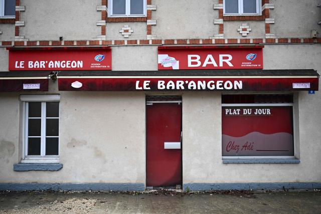 This photograph shows the facade of the closed Le Bar'Angeon bar in Vignoux-sur-Barangeon, central France, on January 8, 2026. France's President argued on January 5, 2026 for the inclusion of French bistros and cafes in UNESCO's intangible cultural heritage, alongside the baguette. The French Bistros and Cafes Association launched an initiative in 2024 to have these convivial places listed as UNESCO World Heritage sites. "The bistros and cafes of France are keepers of time. They cross centuries and intersect generations," it emphasizes on its website. (Photo by Loic VENANCE / AFP)