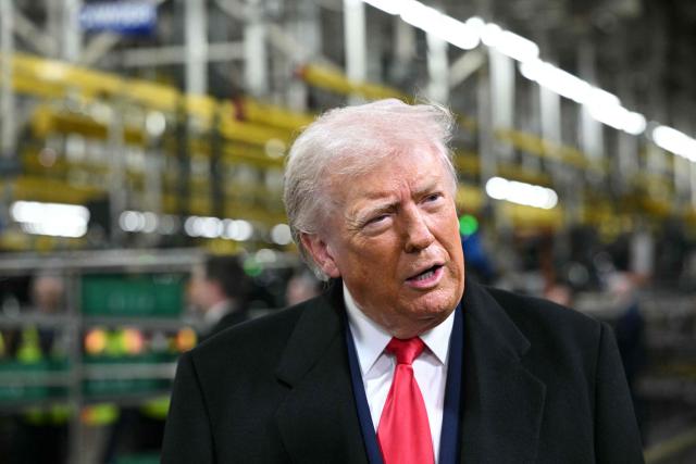 US President Donald Trump speaks as he tours Ford Motor Company's River Rouge complex in Dearborn, Michigan, on January 13, 2026. (Photo by Mandel NGAN / AFP)