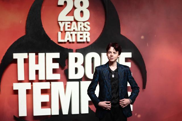 British actor Alfie Williams poses on the red carpet upon arrival to attend the world premiere of "28 Years Later: The Bone Temple" at the BFI IMAX in London, on January 13, 2026. (Photo by Henry NICHOLLS / AFP)