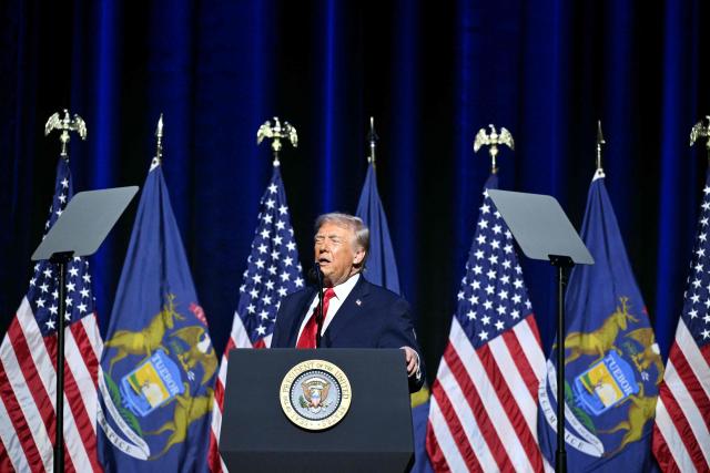US President Donald Trump speaks at the Detroit Economic Club in Detroit, Michigan, on January 13, 2026. (Photo by Mandel NGAN / AFP)