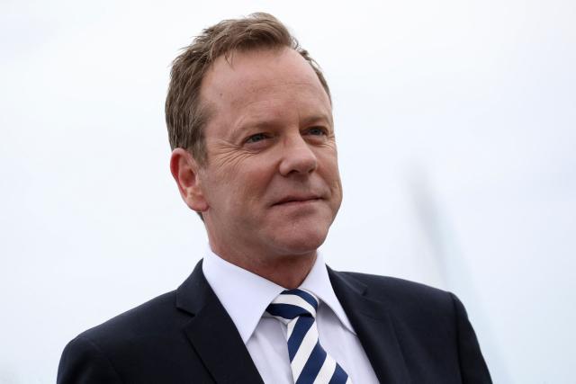 (FILES) US actor Kiefer Sutherland poses during a photocall for the TV series "Designated Survivor" as part of the MIPCOM (The world's entertainment content market), on October 17, 2016 in Cannes, southeastern France. Kiefer Sutherland, star of the series "24," was arrested on January 12 in Los Angeles for assaulting a ride-share driver, the city's police announced January 13. (Photo by VALERY HACHE / AFP)
