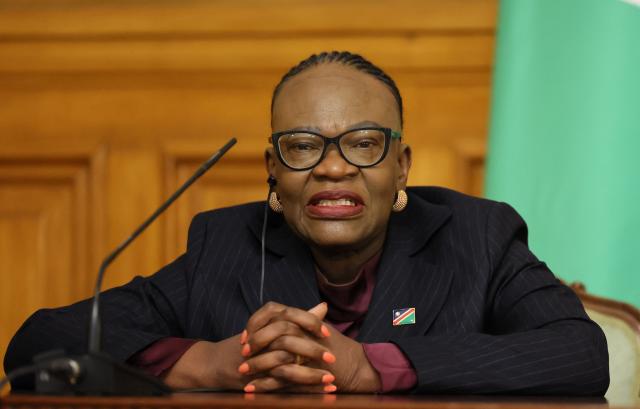 Namibia's Minister of International Relations and Trade Selma Ashipala-Musavyi speaks during a press conference following talks with Russia's Foreign Minister in Moscow on January 14, 2026. (Photo by Shamil Zhumatov / POOL / AFP)