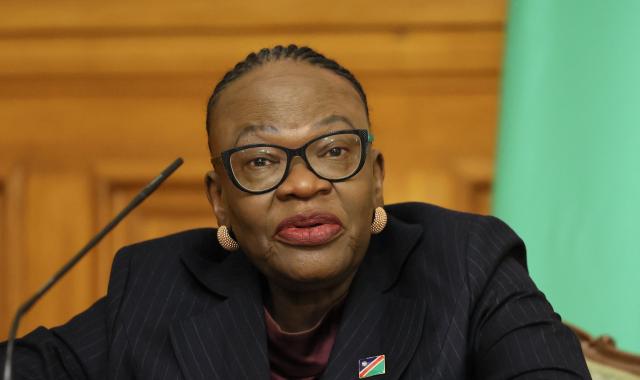 Namibia's Minister of International Relations and Trade Selma Ashipala-Musavyi speaks during a press conference following talks with Russia's Foreign Minister in Moscow on January 14, 2026. (Photo by Shamil Zhumatov / POOL / AFP)