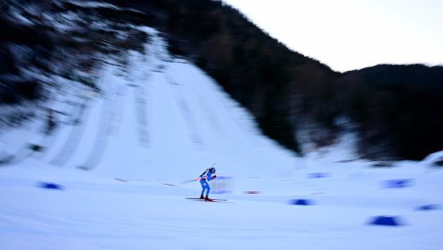 Italy's Dorothea Wierer competes in the women's 4x6km relay competition of the IBU Biathlon World Cup in Ruhpolding, southern Germany on January 14, 2026. (Photo by Tobias SCHWARZ / AFP)