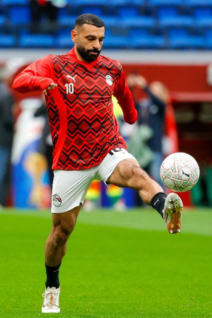 Egypt's forward #10 Mohamed Salah warms up prior the Africa Cup of Nations (CAN) quarter-final football match between Egypt and Ivory Coast at the Grand stadium in Agadir on January 10, 2026. (Photo by Abdel Majid BZIOUAT / AFP)