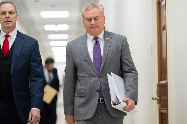 US Representative James Comer, Republican of Kentucky and Chairman of the House Oversight Committee, departs following the failure of former US Secretary of State Hillary Clinton to appear at a closed door deposition, on Capitol Hill in Washington, DC, January 14, 2026. Republicans moved on January 13 to hold former US president Bill Clinton in criminal contempt after he skipped a subpoenaed deposition in the congressional investigation into sex offender Jeffrey Epstein -- marking a sharp escalation in a politically charged inquiry. The panel is also threatening similar action against former secretary of state Hillary Clinton, who is due to testify January 14. (Photo by SAUL LOEB / AFP)