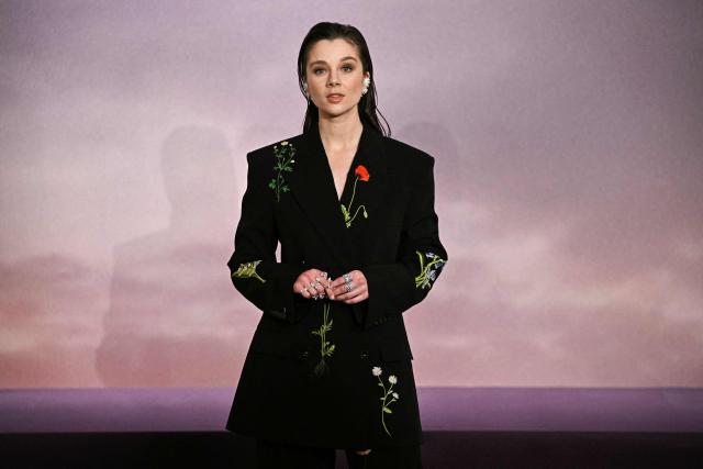 British actress Claudia Jessie arrives for the World premiere of "Bridgerton Season 4" at the Palais Brongniart in Paris on January 14, 2026. (Photo by JULIEN DE ROSA / AFP)