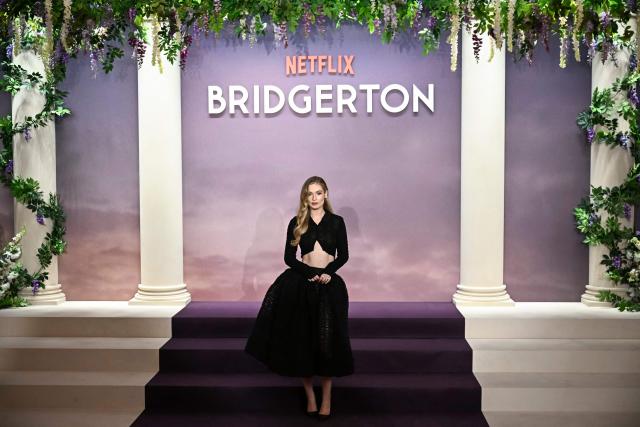 British actress Hannah Dodd arrives for the World premiere of "Bridgerton Season 4" at the Palais Brongniart in Paris on January 14, 2026. (Photo by JULIEN DE ROSA / AFP)