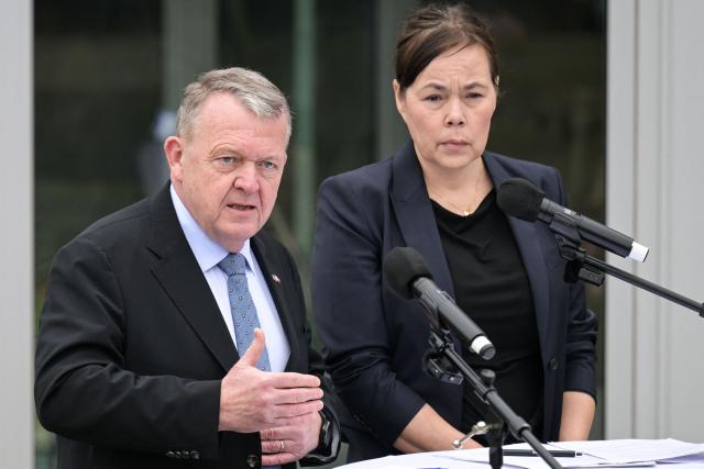 (L/R) Danish Foreign Minister Lars Løkke Rasmussen and Greenland's Foreign Minister Vivian Motzfeldt speak during a news conference at the Danish Embassy in Washington, DC, on January 14, 2026. Denmark and Greenland's top diplomats held high-stakes talks at the White House on Wednesday, with President Donald Trump warning it was "vital" for the United States to take control of the Arctic island. (Photo by Oliver Contreras / AFP)