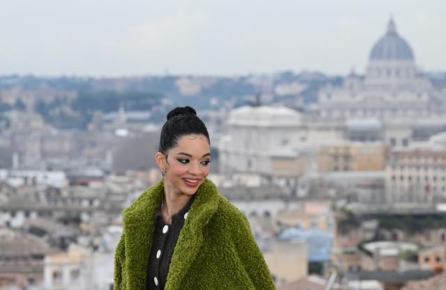 Australian actress Tanzyn Crawford poses as part of a photo call of newly released HBO MAX production serie "A Knight of the Seven Kingdoms", the new prequel of the Game of Thrones saga in Rome on January 15, 2026. (Photo by Alberto PIZZOLI / AFP)