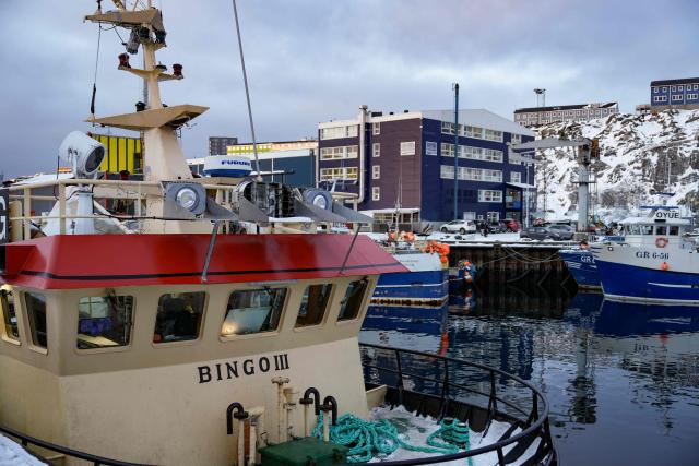 Fishing vessels are moored in the harbour in Nuuk, Greenland, on January 15, 2026. Denmark's prime minister said on January 15, 2026 that the US ambition to take control of Greenland remained "intact" and that there were still a "fundamental disagreement" between the countries, despite high-stakes White House talks. (Photo by Alessandro Rampazzo / AFP)