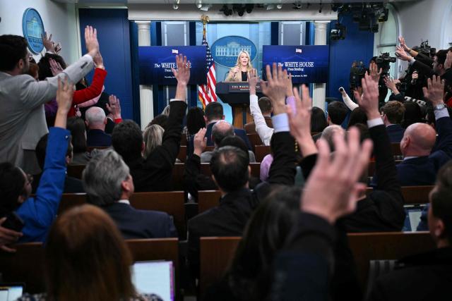 White House Press Secretary Karoline Leavitt speaks during a press briefing in the Brady Briefing Room of the White House in Washington, DC, on January 15, 2026. (Photo by Mandel NGAN / AFP)