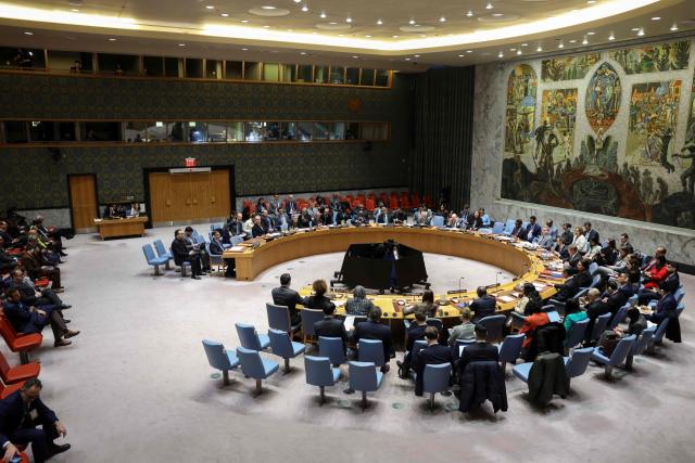 General view of a UN Security Council meeting on the situation in Iran at United Nations headquarters in New York on January 15, 2026. (Photo by ANGELA WEISS / AFP)