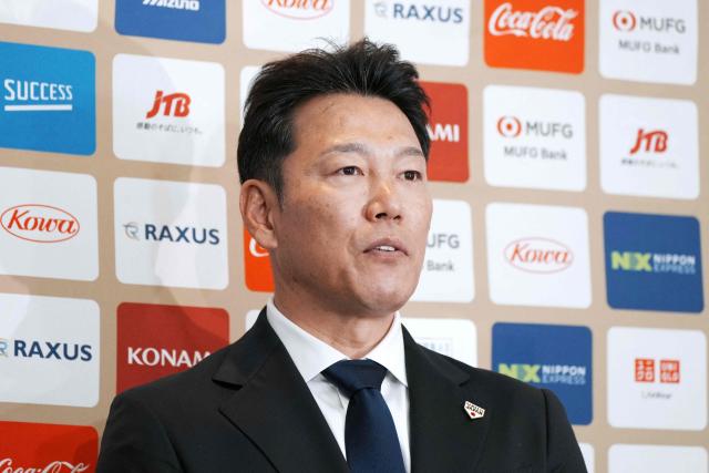Japan's national baseball team manager Hirokazu Ibata speaks during a press conference to announce additional members participating in the World Baseball Classic (WBC) in Tokyo on January 16, 2026. (Photo by Kazuhiro NOGI / AFP)