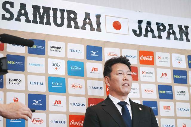 Japan's national baseball team manager Hirokazu Ibata speaks during a press conference to announce additional members participating in the World Baseball Classic (WBC) in Tokyo on January 16, 2026. (Photo by Kazuhiro NOGI / AFP)