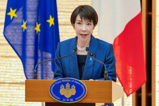 Japan's Prime Minister Sanae Takaichi speaks during a press conference with Italy's Prime Minister Giorgia Meloni at the prime minister's official residence in Tokyo on January 16, 2026. (Photo by Toru HANAI / POOL / AFP)