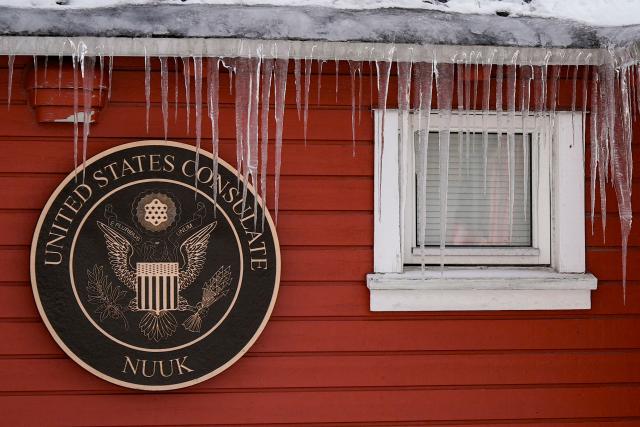 Icicles hang from the roof of the US consulate in Nuuk, Greenland on January 15, 2026. Denmark's prime minister said on January 15, 2026 that the US ambition to take control of Greenland remained "intact" and that there were still a "fundamental disagreement" between the countries, despite high-stakes White House talks. (Photo by Alessandro Rampazzo / AFP)