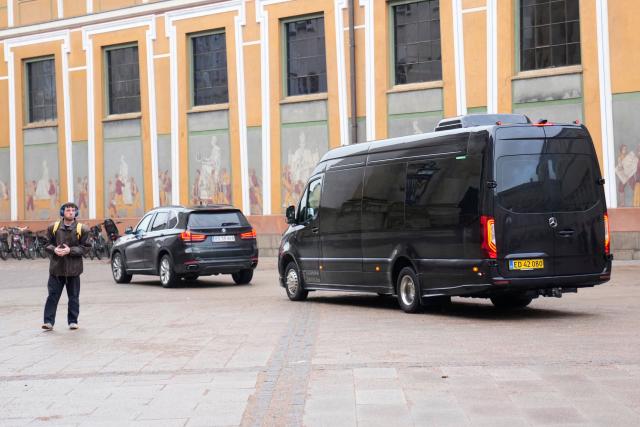 A US delegation, consisting of senators and members of the House of Representatives, leaves  the Prime Ministers Office in a black van, on January 16, 2026 at Christiansborg Castle in Copenhagen, Denmark. (Photo by Thomas Traasdahl / Ritzau Scanpix / AFP) / Denmark OUT