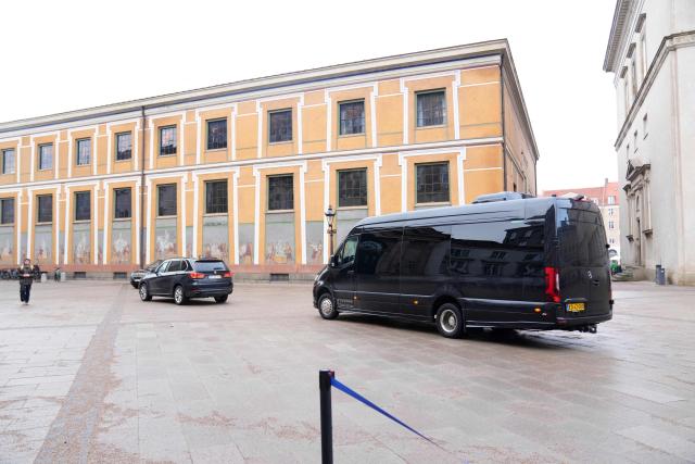 A US delegation, consisting of senators and members of the House of Representatives, leaves  the Prime Ministers Office in a black van, on January 16, 2026 at Christiansborg Castle in Copenhagen, Denmark. (Photo by Thomas Traasdahl / Ritzau Scanpix / AFP) / Denmark OUT