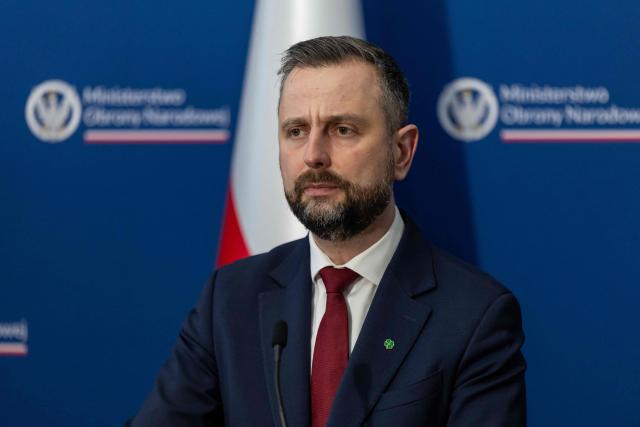Poland's Minister of Defence Wladyslaw Kosiniak Kamysz addresses a joint press conference with Lithuania's Minister of Defence at the Defence Ministry building in Warsaw on January 16, 2026. (Photo by Wojtek RADWANSKI / AFP)