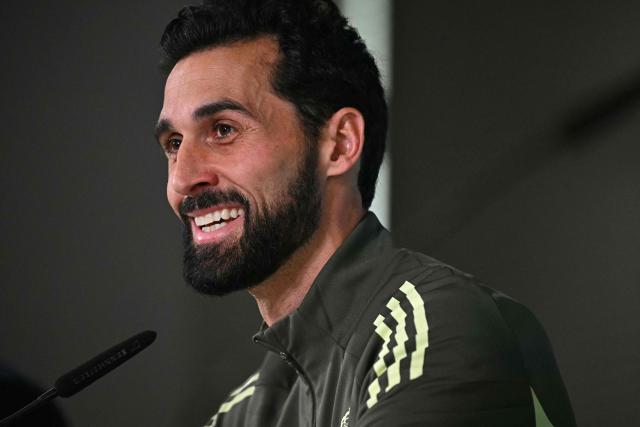Real Madrid's Spanish coach Alvaro Arbeloa smiles during a press conference prior to their Spanish league football match between Real Madrid CF and Levante UD at Real Madrid Sports City in Valdebebas, on the outskirts of Madrid, on January 16, 2026. (Photo by Javier SORIANO / AFP)