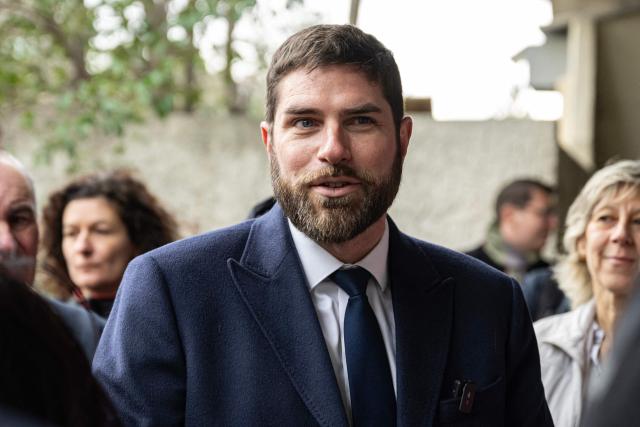 France's Housing Minister Vincent Jeanbrun takes part in a visit to the La Maurelette neighbourhood in the 15th arrondissement of Marseille, southeastern France on January 16, 2026. (Photo by MIGUEL MEDINA / AFP)