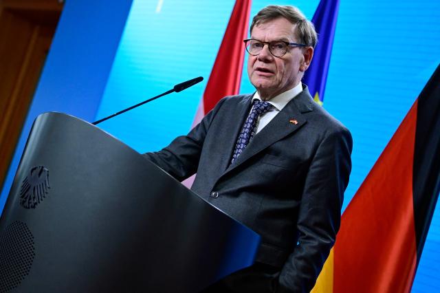 German Foreign Minister Johann Wadephul and Austrian Foreign Minister hold a joint press conference in Berlin, on January 16, 2026. (Photo by John MACDOUGALL / AFP)