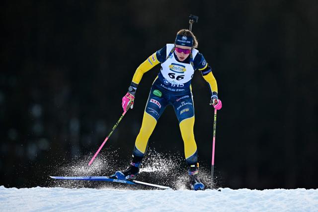 Sweden's Elvira Oberg competes during the women's 7.5km sprint competition of the IBU Biathlon World Cup in Ruhpolding, southern Germany on January 16, 2026. (Photo by Tobias SCHWARZ / AFP)