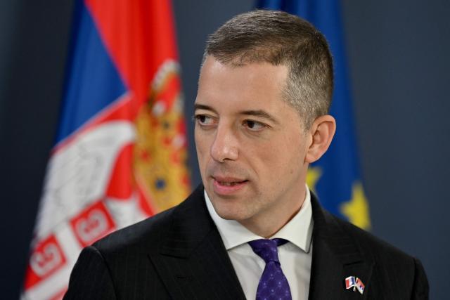 Serbian Foreign Minister Marko Djuric gives a joint press conference with his French counterpart in Belgrade on January 16, 2026. (Photo by Andrej ISAKOVIC / AFP)