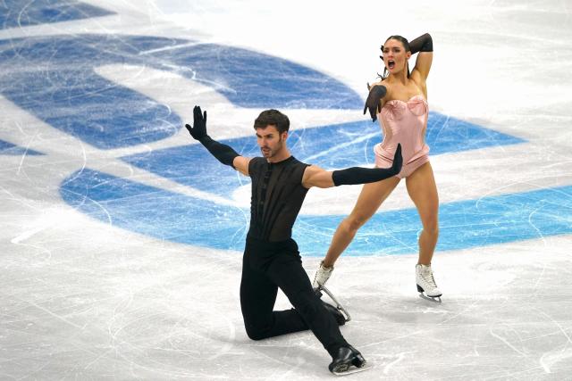 France's Laurence Fournier Beaudry and Guillaume Cizeron perform during the Ice Dance Rhythm Dance discipline on day four of the ISU Figure Ice Skating European Championships in Sheffield, northern England on January 16, 2026. (Photo by Ian HODGSON / AFP)