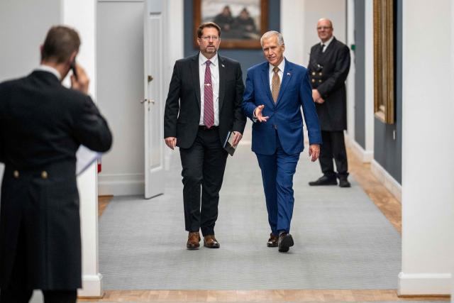 US Republican Senator Thom Tillis (R) is seen after a meeting with members of the Danish Parliament, a Greenlandic committee and US Congress members at the Danish Parliament in Christiansborg in Copenhagen, Denmark, during a visit on January 16, 2026. (Photo by Ida Marie Odgaard / Ritzau Scanpix / AFP) / Denmark OUT