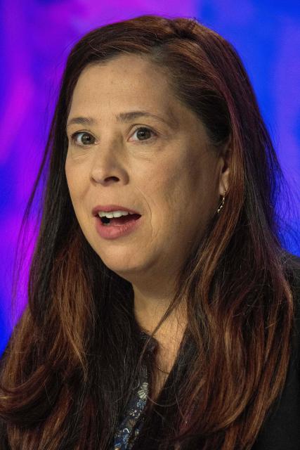 Artemis II Landing and Recovery Director Lili Villarreal speaks during a news conference at Kennedy Space Center in Florida on January 16, 2026, ahead of the Artemis II rollout for the crewed lunar mission. (Photo by Jim WATSON / AFP)