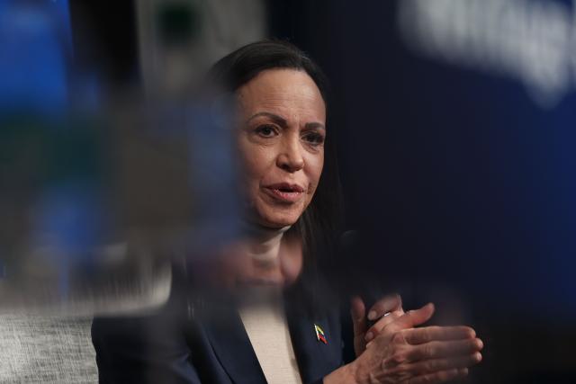 Venezuelan opposition leader and Nobel Peace Prize winner Maria Corina Machado speaks during a news conference at the Heritage Foundation headquarters in Washington, DC on January 16, 2026. Venezuelan opposition leader Maria Corina Machado said on January 15, she "presented" her Nobel Peace Prize medal to Donald Trump, in a bid to win over the US president who had sidelined her since overthrowing Nicolas Maduro. Her "wonderful gesture of mutual respect," as Trump called it Thursday, comes after the Republican said the award should have gone to him instead -- and after he refused to back Machado following the January 3 US military operation to capture Maduro. (Photo by Alex WROBLEWSKI / AFP)