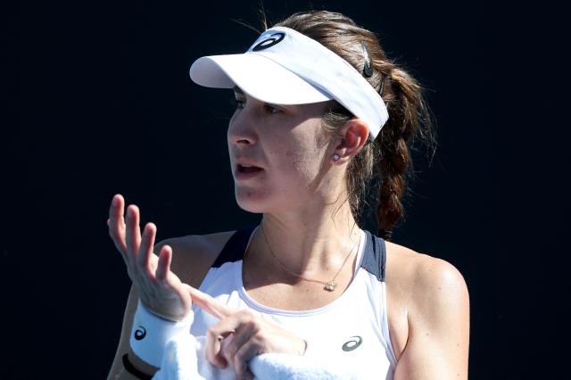 Switzerland’s Belinda Bencic attends a practice session ahead of the 2026 Australian Open tennis tournament in Melbourne on January 17, 2026. (Photo by DAVID GRAY / AFP)