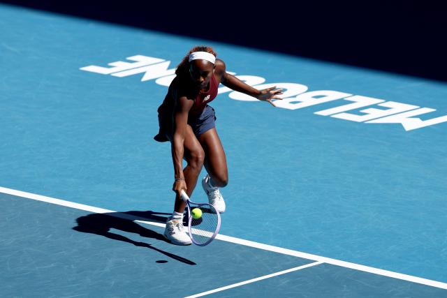 USA's Coco Gauff attends a practice session ahead of the 2026 Australian Open tennis tournament in Melbourne on January 17, 2026. (Photo by Izhar Khan / AFP)