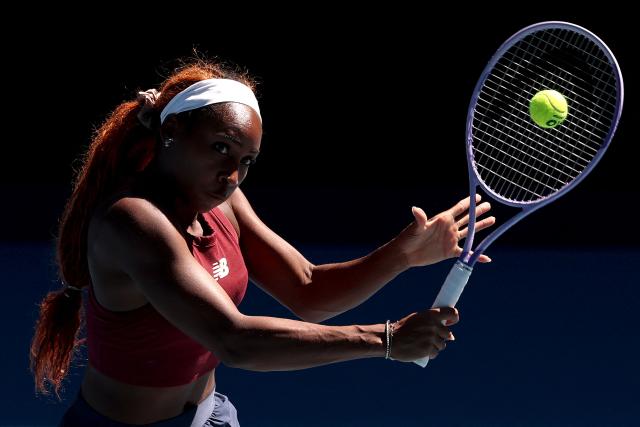USA's Coco Gauff attends a practice session ahead of the 2026 Australian Open tennis tournament in Melbourne on January 17, 2026. (Photo by DAVID GRAY / AFP)