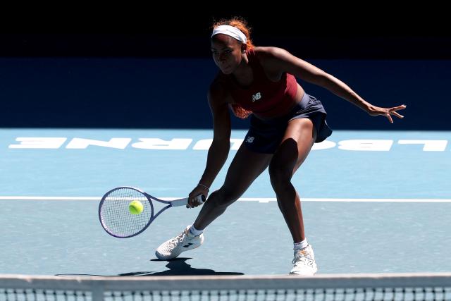 USA's Coco Gauff attends a practice session ahead of the 2026 Australian Open tennis tournament in Melbourne on January 17, 2026. (Photo by DAVID GRAY / AFP)