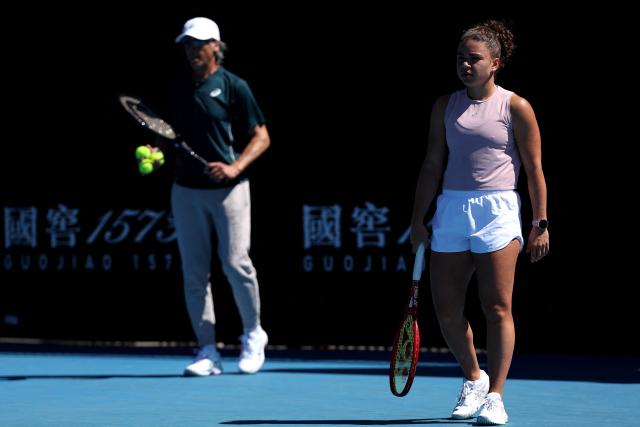 Italy's Jasmine Paolini attends a practice session ahead of the 2026 Australian Open tennis tournament in Melbourne on January 17, 2026. (Photo by Martin KEEP / AFP)