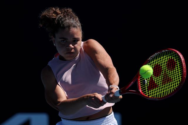 Italy's Jasmine Paolini attends a practice session ahead of the 2026 Australian Open tennis tournament in Melbourne on January 17, 2026. (Photo by Martin KEEP / AFP)