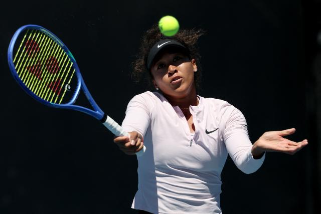 Japan's Naomi Osaka attends a practice session ahead of the 2026 Australian Open tennis tournament in Melbourne on January 17, 2026. (Photo by DAVID GRAY / AFP)