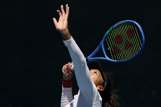 Japan's Naomi Osaka attends a practice session ahead of the 2026 Australian Open tennis tournament in Melbourne on January 17, 2026. (Photo by DAVID GRAY / AFP)