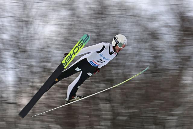 Czech Republic's Roman Koudelka performs his first jump in the individual large hill HS137 competition on the second day of men's FIS Ski Jumping World Cup competition in Sapporo on January 17, 2026. (Photo by Toshifumi KITAMURA / AFP)