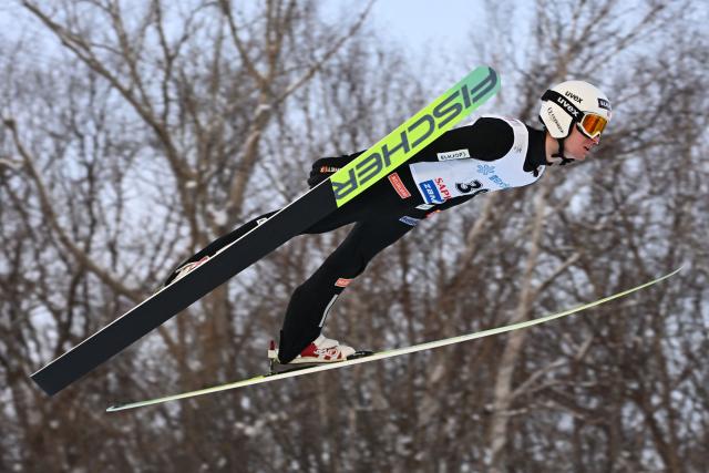 Norway's Kristoffer Eriksen Sundal performs his first jump in the individual large hill HS137 competition on the second day of men's FIS Ski Jumping World Cup competition in Sapporo on January 17, 2026. (Photo by Toshifumi KITAMURA / AFP)