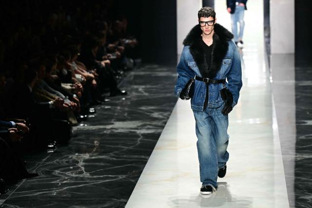 A model walks the runway during the Dolce & Gabbana collection show at Milan's fashion week for Men's Fall/Winter 2026-2027, on January 17, 2026 in Milan. (Photo by Marco BERTORELLO / AFP)