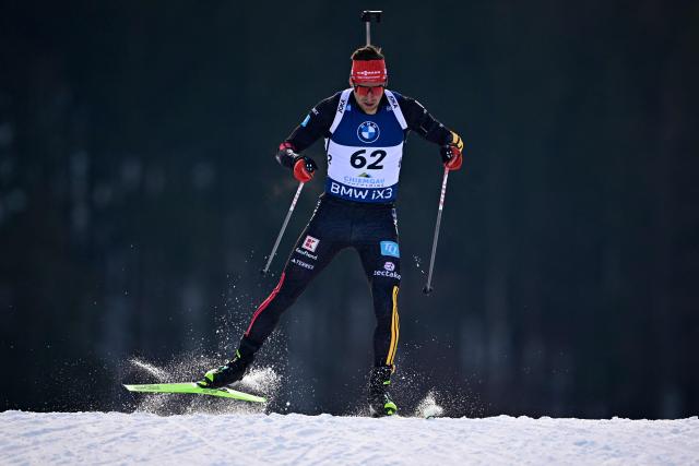 Germany's Philipp Nawrath competes during the men's sprint competition of the IBU Biathlon World Cup in Ruhpolding, southern Germany on January 17, 2026. (Photo by Tobias SCHWARZ / AFP)