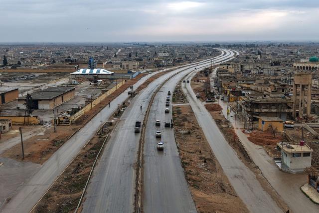 An aerial view The Syrian Ministry of Defense special forces entered the Raqqa area after advancing and the withdrawal of the Syrian Democratic Forces from Deir Hafer and Maskanah.     , northern Syria on January 17, 2026. Syria's army said January 17, that its forces had taken control of swathes of the region east of Aleppo city after Kurdish forces agreed to withdraw following recent clashes. (Photo by Bakr ALkasem / AFP)