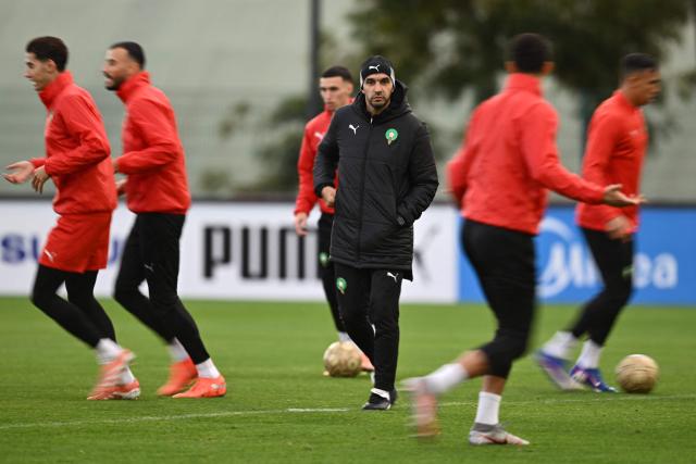Morocco's head coach Walid Regragui takes part in a training session in Rabat on January 17, 2026, on the eve of the Africa Cup of Nations (CAN) final football match between Senegal and Morocco. (Photo by SEBASTIEN BOZON / AFP)