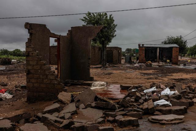 A general view of a destroyed home in Mbaula village, 50 km from Giyani on January 17, 2026 following heavy rains over much of the Limpopo Province, South Africa. Heavy rains have drenched the northeast of the country since late last year, claiming at least 30 lives. (Photo by Paul Botes / AFP)